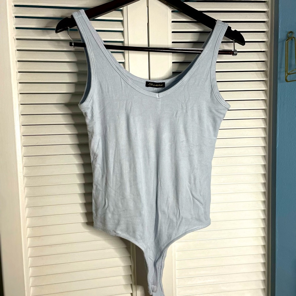 Ribbed Powder Blue Bodysuit